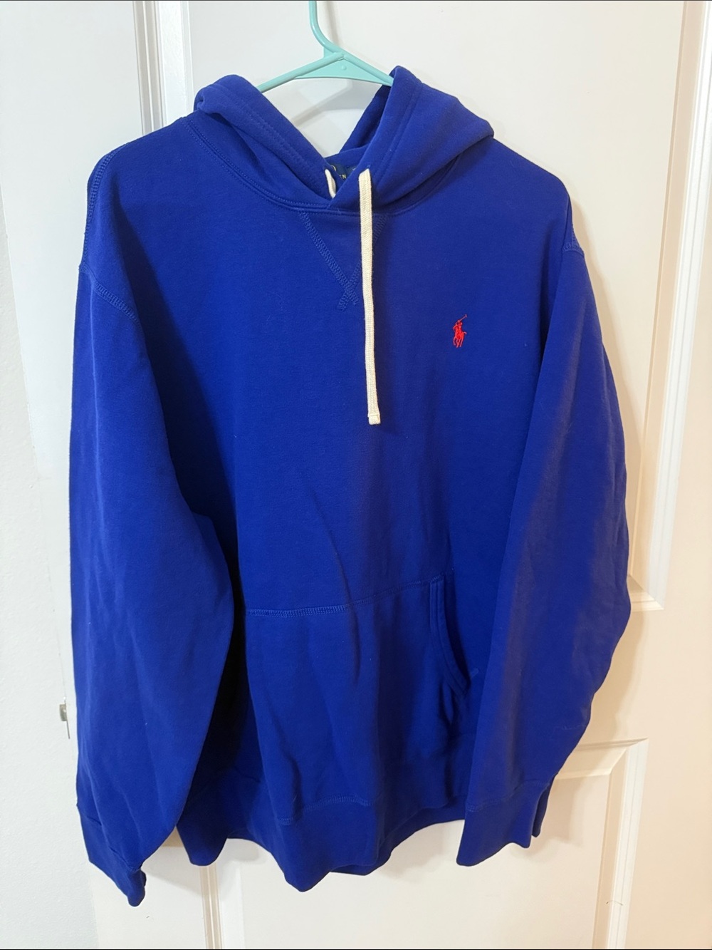 Polo by Ralph Lauren Electric Blue Pullover Hoodie with Red Pony